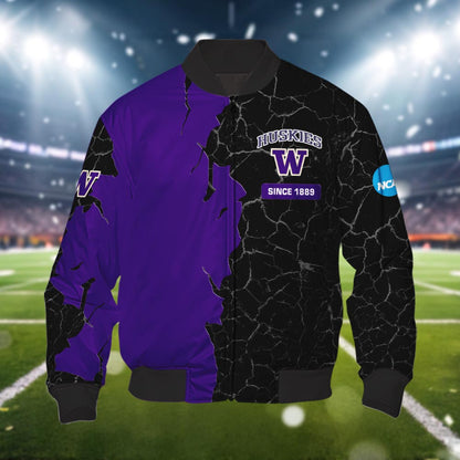 Washington Huskies 3d Cracked Design Personalized Apparel