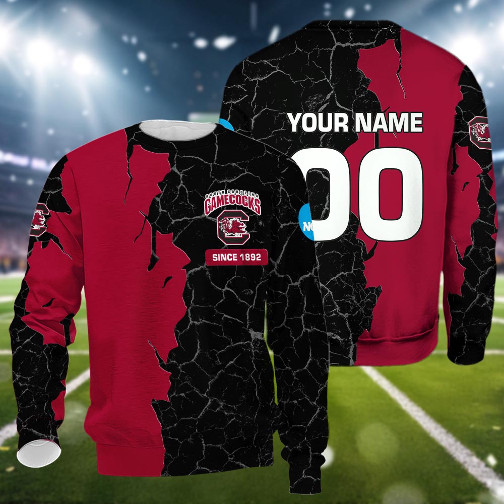South Carolina Gamecocks 3d Cracked Design Personalized Apparel