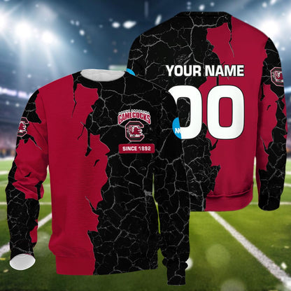 South Carolina Gamecocks 3d Cracked Design Personalized Apparel