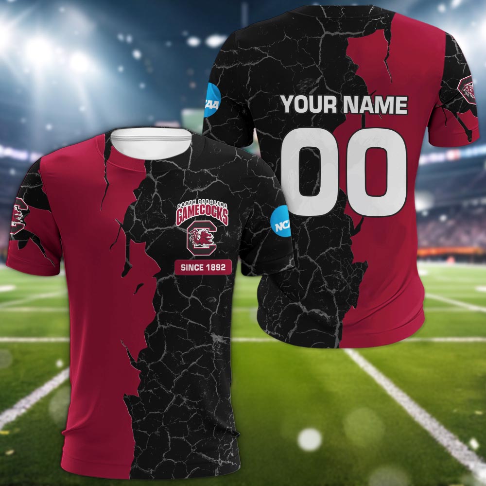 South Carolina Gamecocks 3d Cracked Design Personalized Apparel