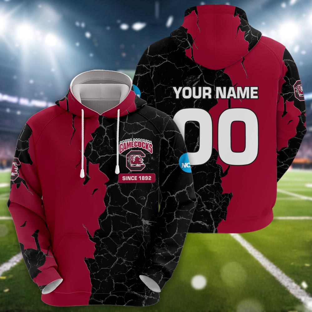 South Carolina Gamecocks 3d Cracked Design Personalized Apparel
