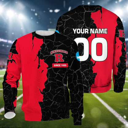 Rutgers Scarlet Knights 3d Cracked Design Personalized Apparel