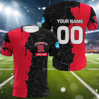 Rutgers Scarlet Knights 3d Cracked Design Personalized Apparel