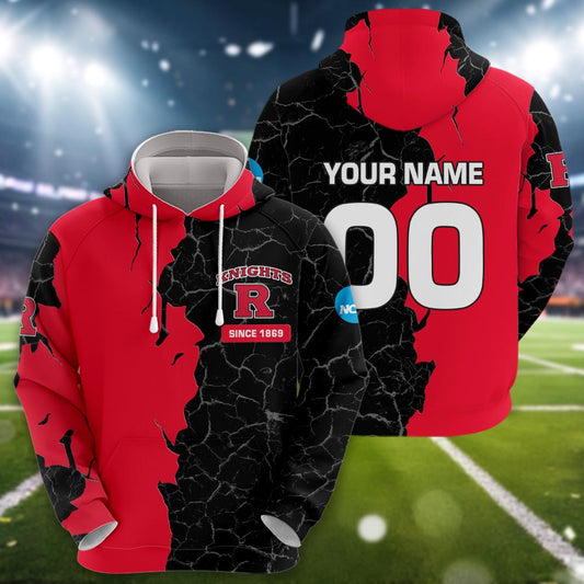 Rutgers Scarlet Knights 3d Cracked Design Personalized Apparel