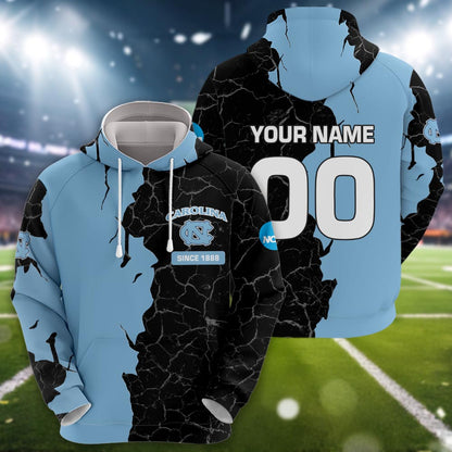 North Carolina Tar Heels 3d Cracked Design Personalized Apparel