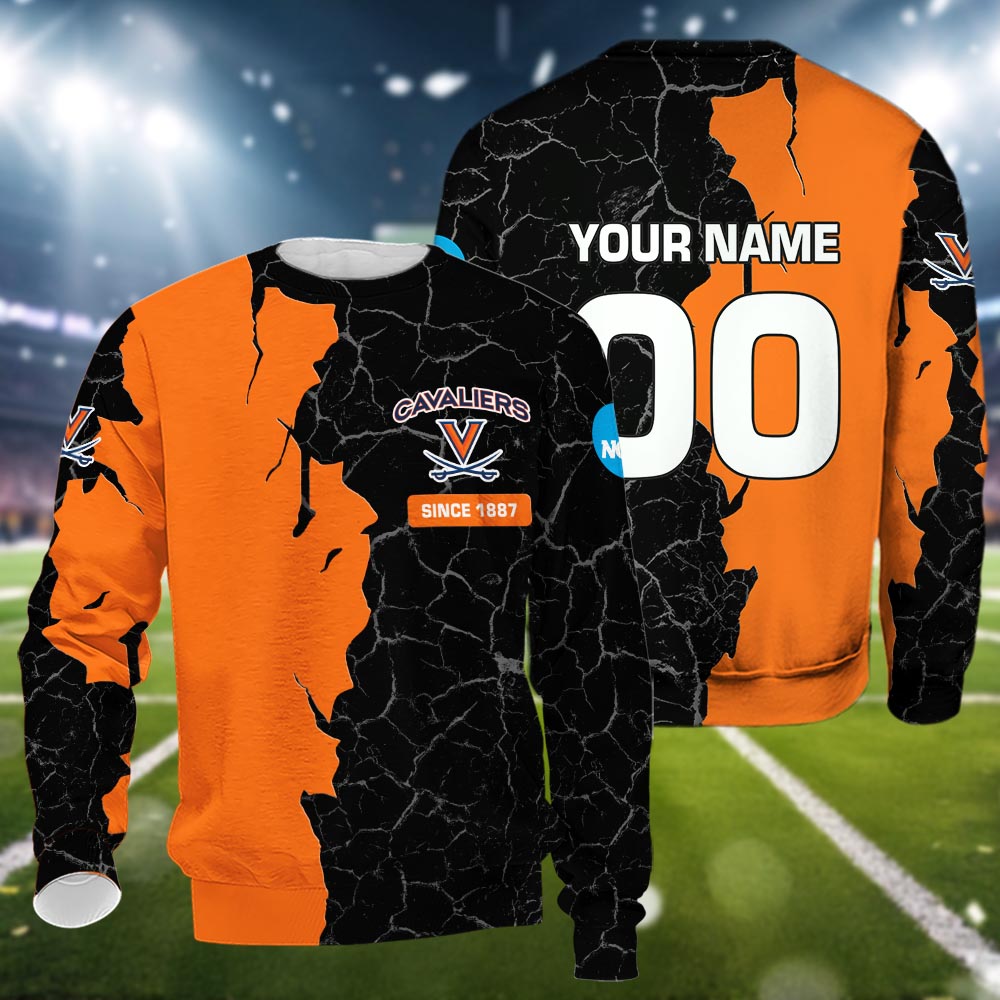 Virginia Cavaliers 3d Cracked Design Personalized Apparel