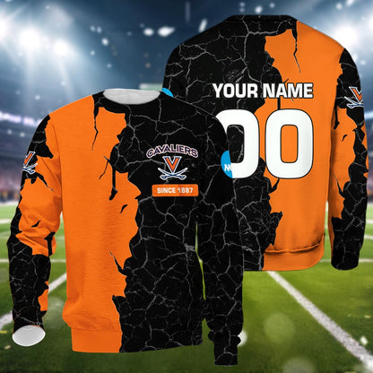 Virginia Cavaliers 3d Cracked Design Personalized Apparel