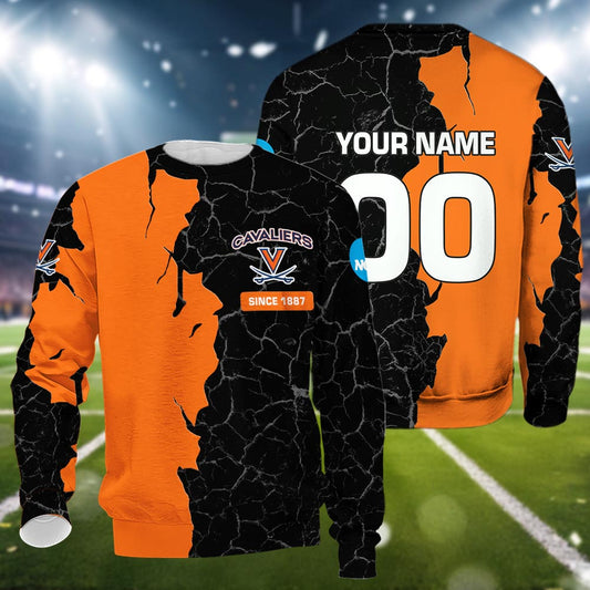 Virginia Cavaliers 3d Cracked Design Personalized Apparel