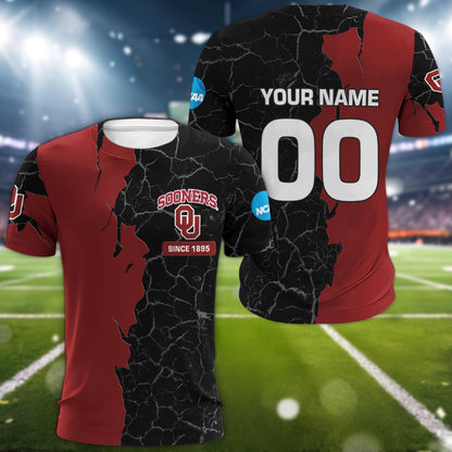 Oklahoma Sooners 3d Cracked Design Personalized Apparel