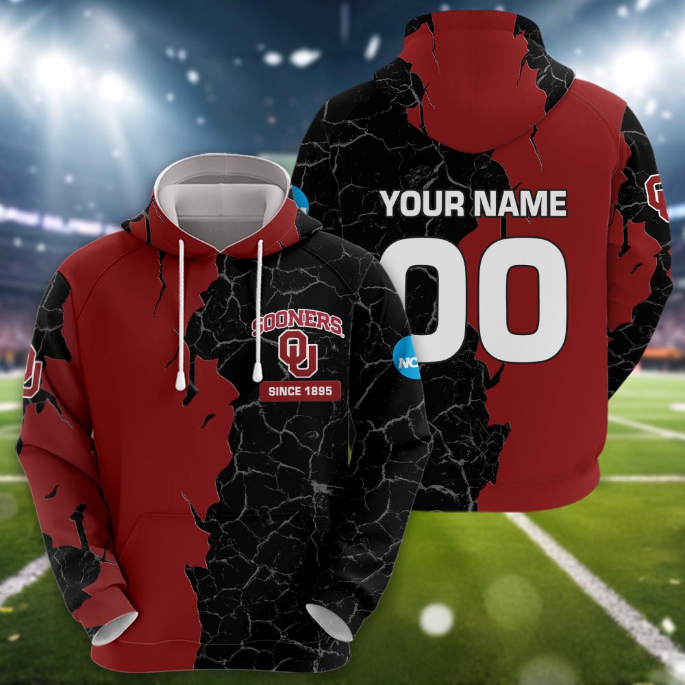 Oklahoma Sooners 3d Cracked Design Personalized Apparel