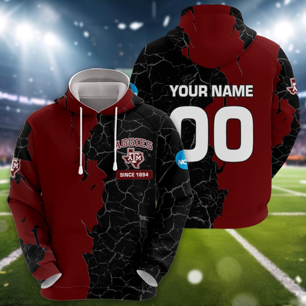 Texas A&m Aggies 3d Cracked Design Personalized Apparel