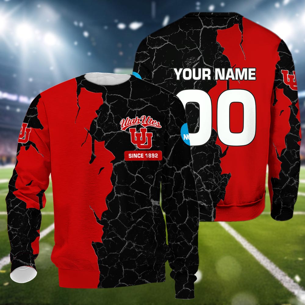 Utah Utes 3d Cracked Design Personalized Apparel