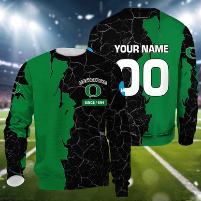 Oregon Ducks 3d Cracked Design Personalized Apparel