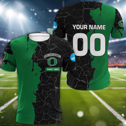 Oregon Ducks 3d Cracked Design Personalized Apparel