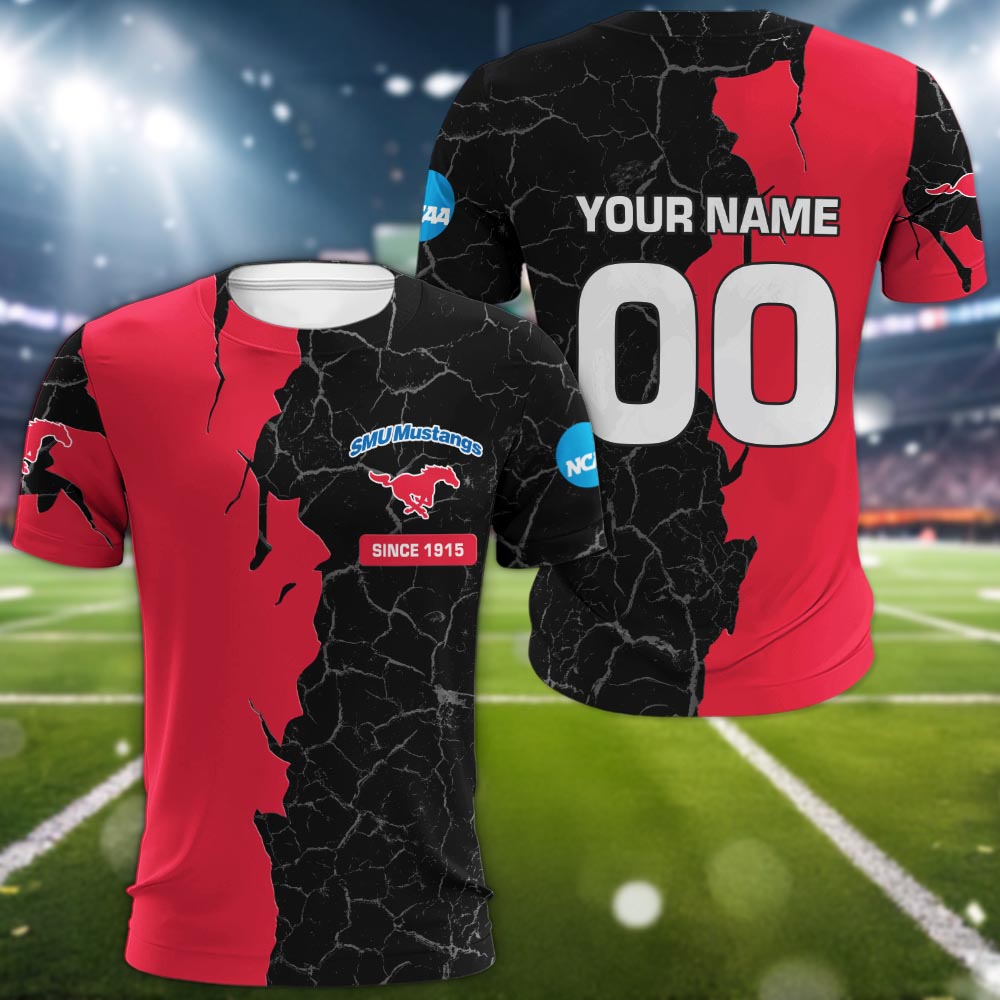 Smu Mustangs 3d Cracked Design Personalized Apparel