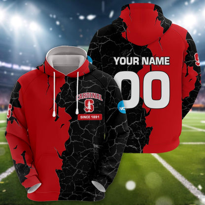 Stanford Cardinal 3d Cracked Design Personalized Apparel