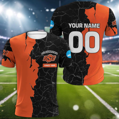 Oklahoma State Cowboys 3d Cracked Design Personalized Apparel