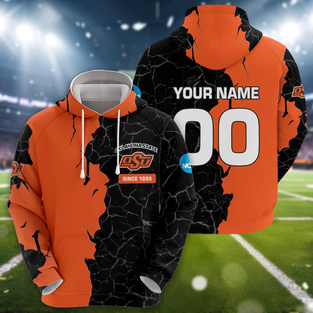Oklahoma State Cowboys 3d Cracked Design Personalized Apparel