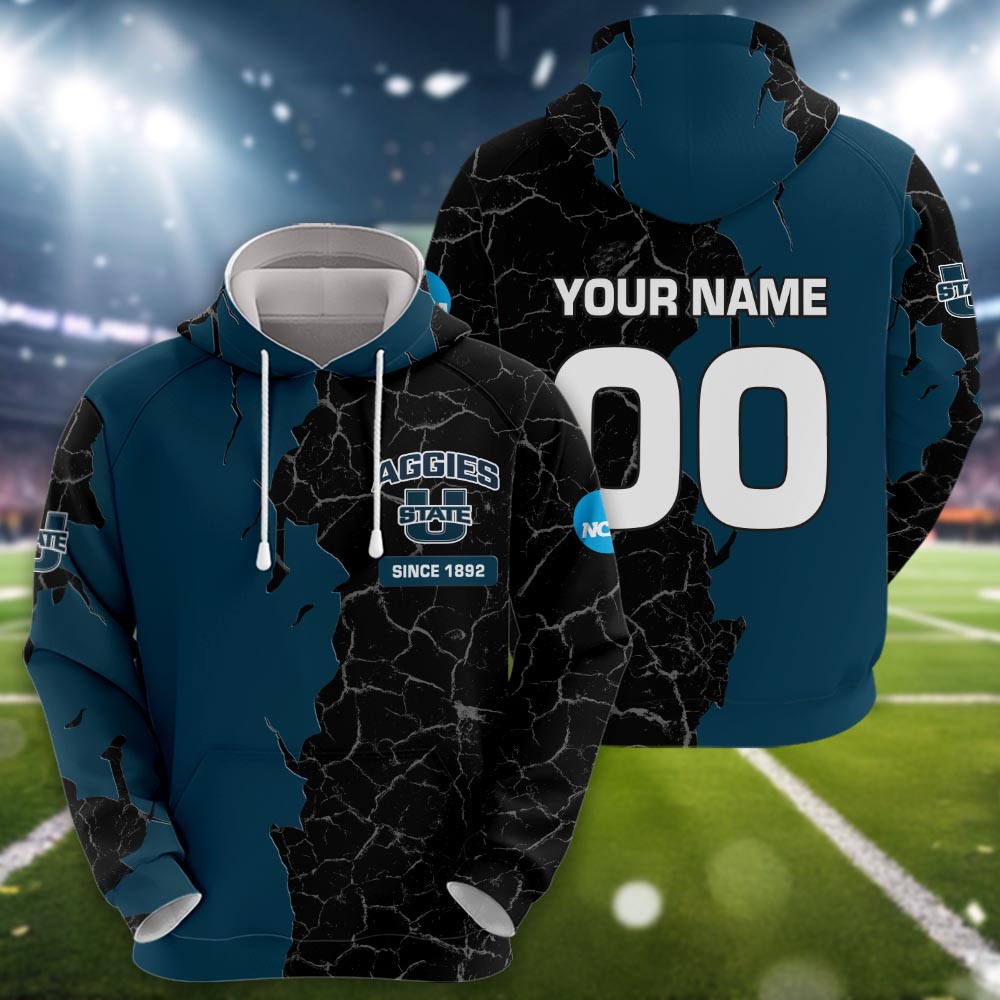 Utah State Aggies 3d Cracked Design Personalized Apparel