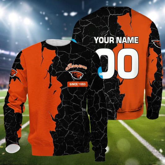 Oregon State Beavers 3d Cracked Design Personalized Apparel