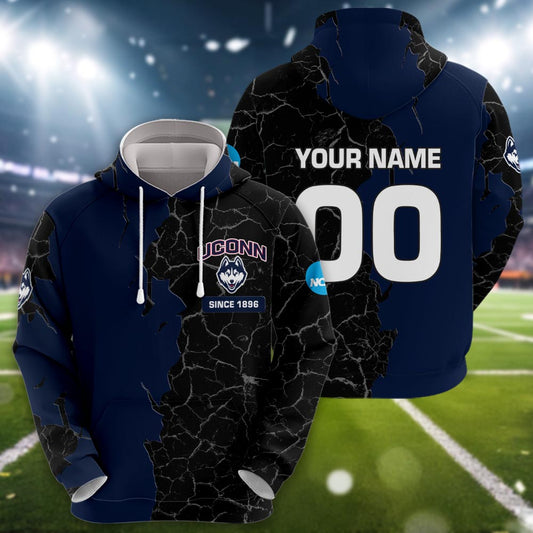 Uconn Huskies 3d Cracked Design Personalized Apparel