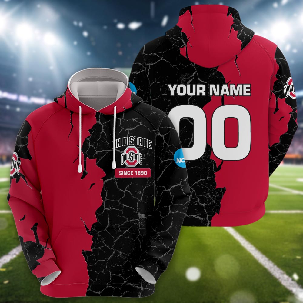 Ohio State Buckeyes 3d Cracked Design Personalized Apparel