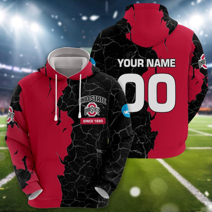 Ohio State Buckeyes 3d Cracked Design Personalized Apparel