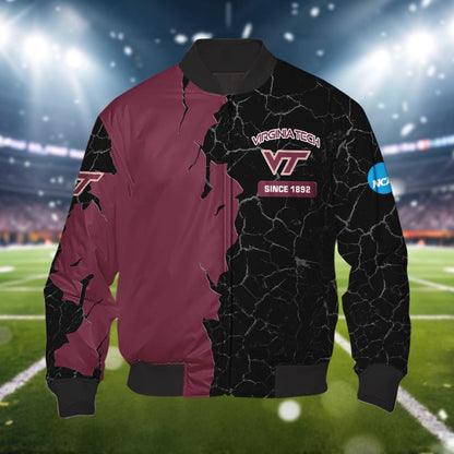 Virginia Tech Hokies 3d Cracked Design Personalized Apparel