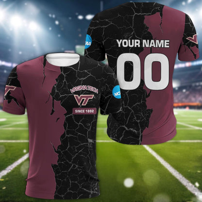 Virginia Tech Hokies 3d Cracked Design Personalized Apparel