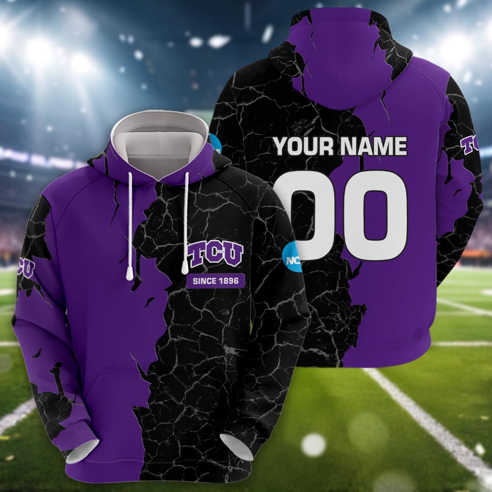 Tcu Horned Frogs 3d Cracked Design Personalized Apparel