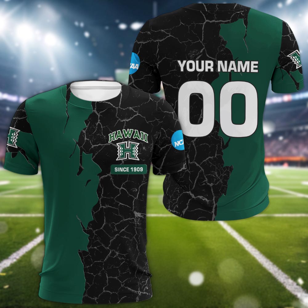 Hawaii Rainbow Warriors 3d Cracked Design Personalized Apparel