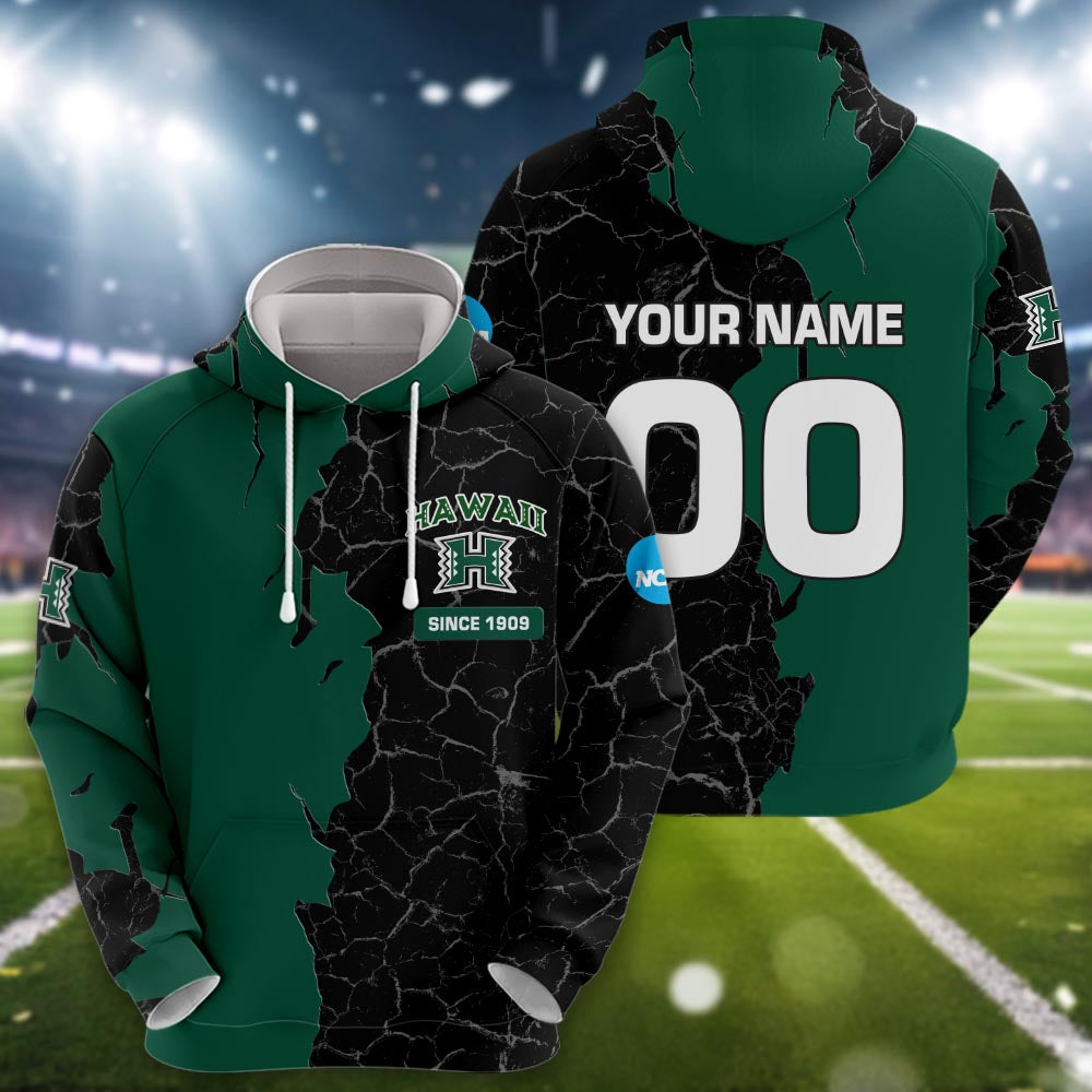 Hawaii Rainbow Warriors 3d Cracked Design Personalized Apparel