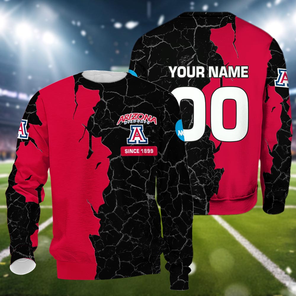 Arizona Wildcats 3d Cracked Design Personalized Apparel