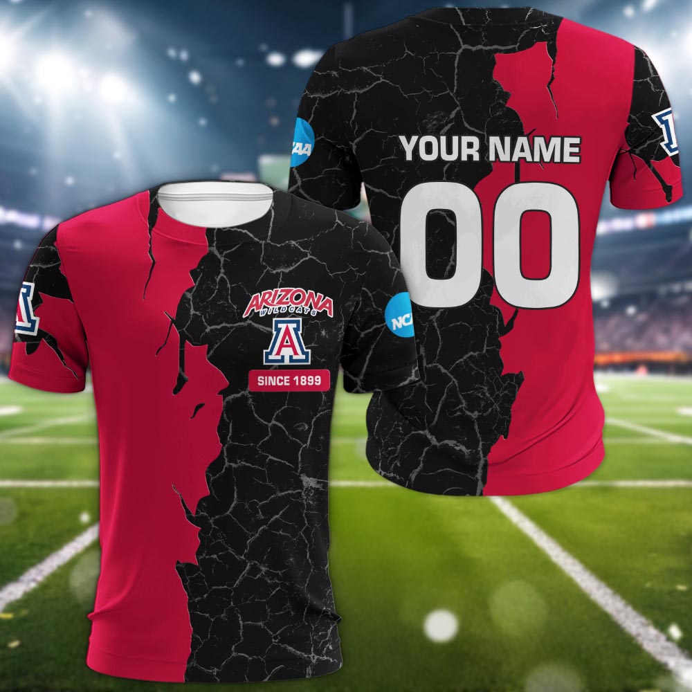 Arizona Wildcats 3d Cracked Design Personalized Apparel