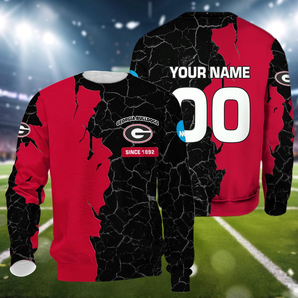 Georgia Bulldogs 3d Cracked Design Personalized Apparel