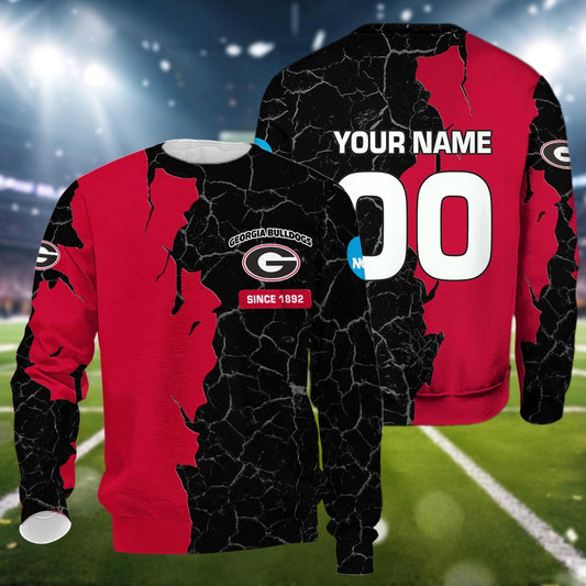 Georgia Bulldogs 3d Cracked Design Personalized Apparel