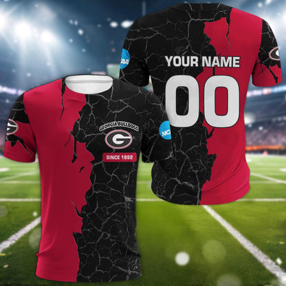 Georgia Bulldogs 3d Cracked Design Personalized Apparel