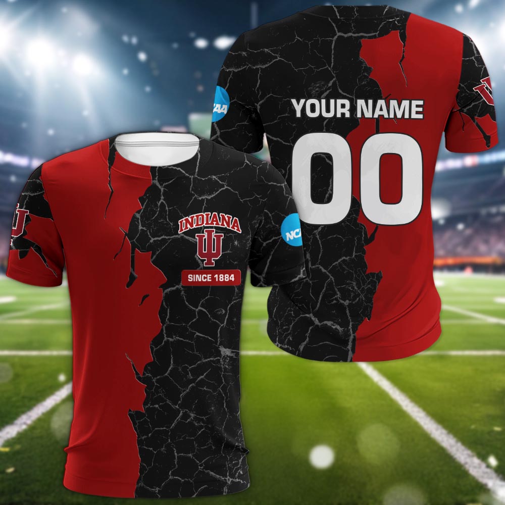 Indiana Hoosiers 3d Cracked Design Personalized Apparel