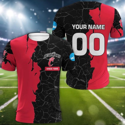 Cincinnati Bearcats 3d Cracked Design Personalized Apparel