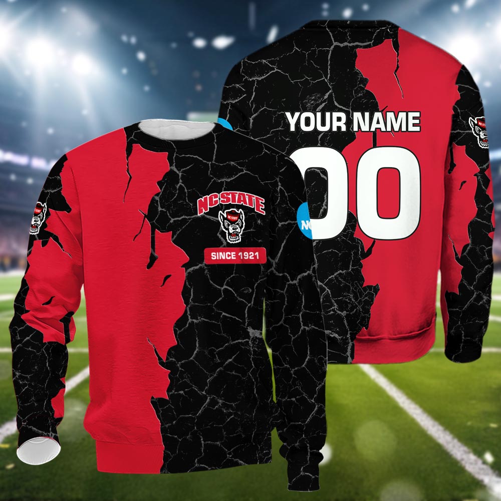 Nc State Wolfpack 3d Cracked Design Personalized Apparel
