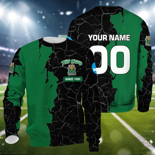 Marshall Thundering Herd 3d Cracked Design Personalized Apparel