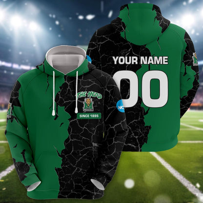 Marshall Thundering Herd 3d Cracked Design Personalized Apparel