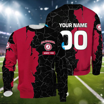Alabama Crimson Tide 3d Cracked Design Personalized Apparel