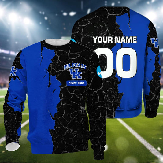 Kentucky Wildcats 3d Cracked Design Personalized Apparel