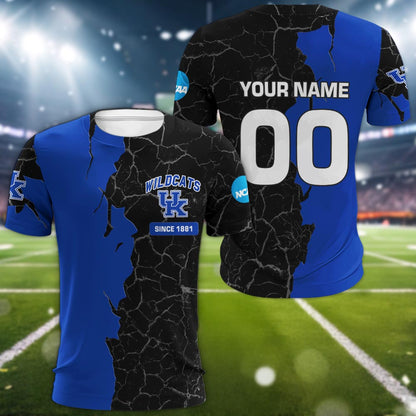 Kentucky Wildcats 3d Cracked Design Personalized Apparel