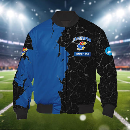 Kansas Jayhawks 3d Cracked Design Personalized Apparel