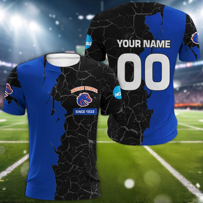 Boise State Broncos 3d Cracked Design Personalized Apparel