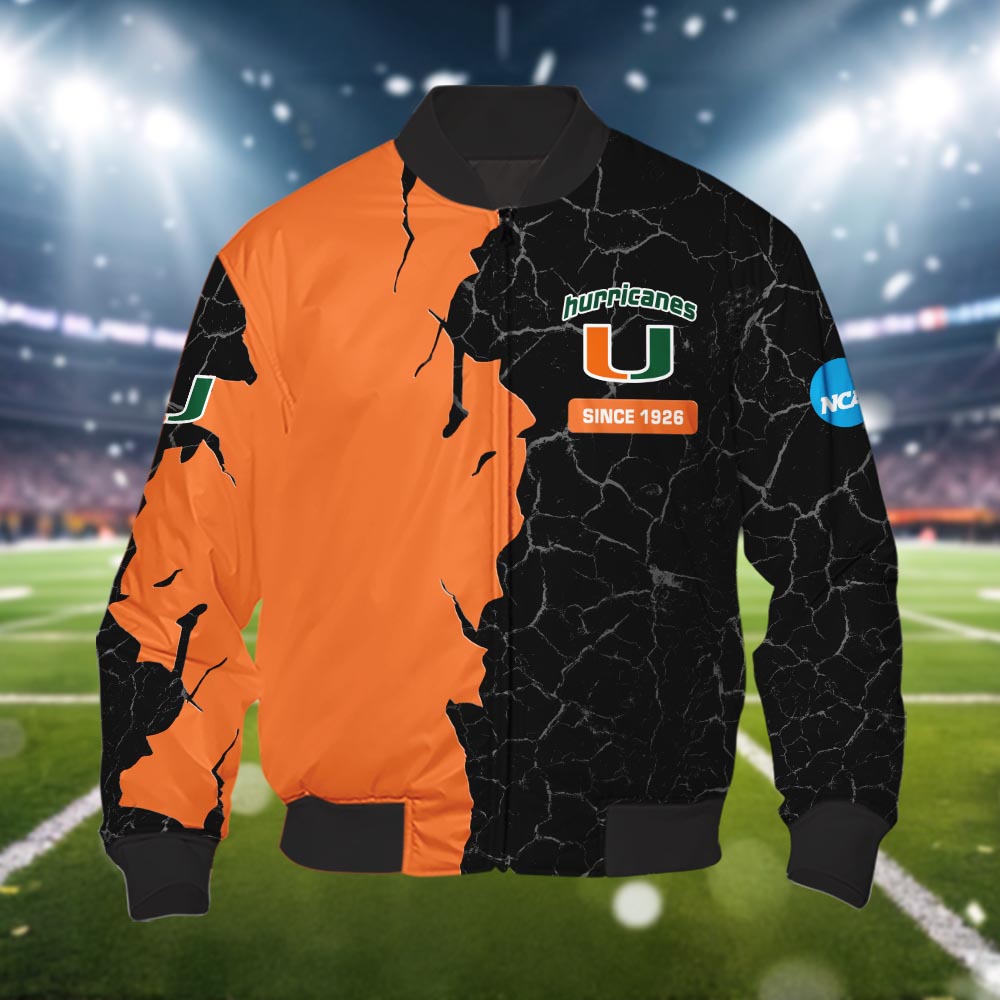 Miami Hurricanes 3d Cracked Design Personalized Apparel