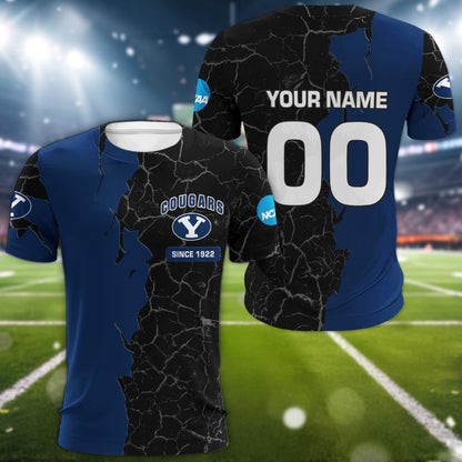 Byu Cougars 3d Cracked Design Personalized Apparel