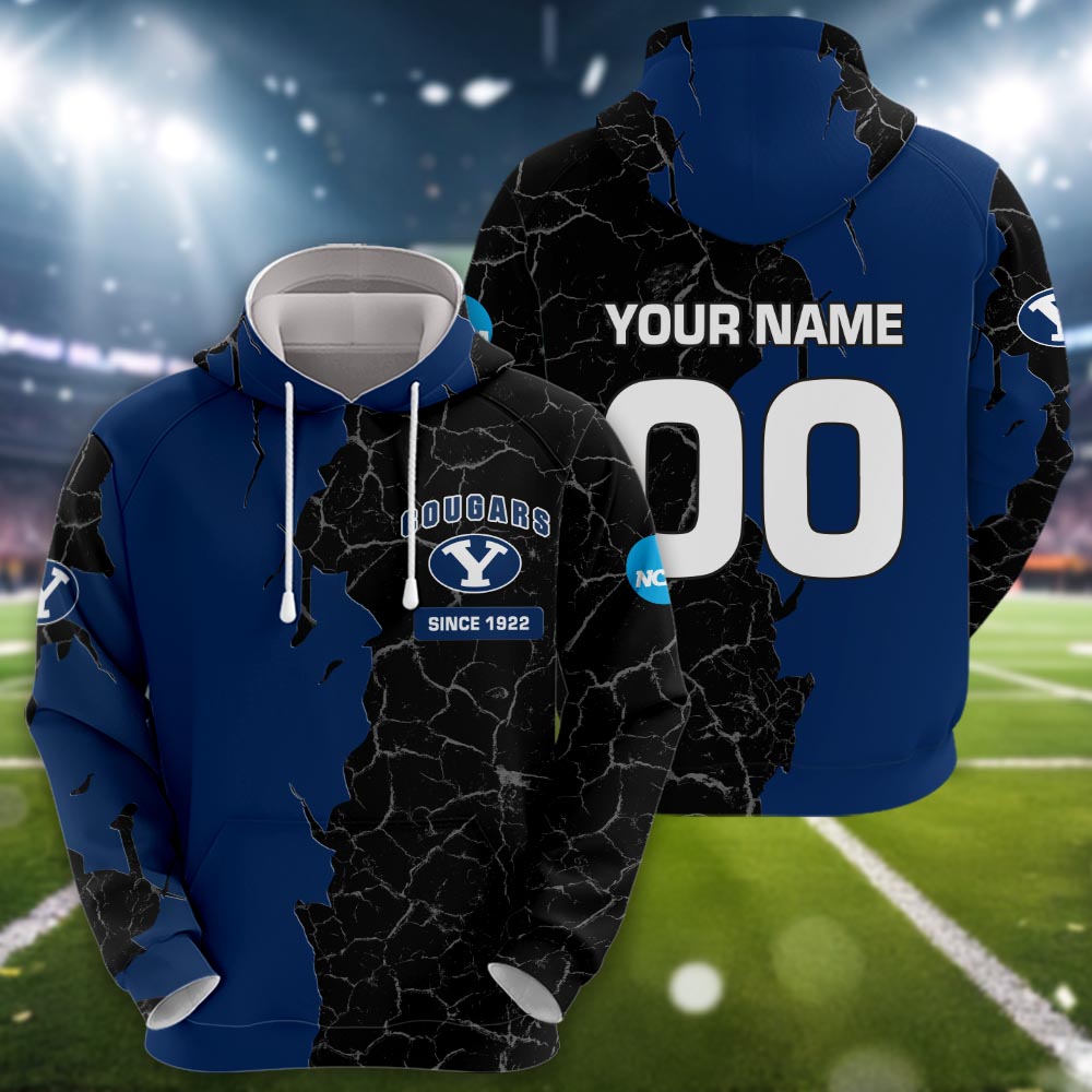 Byu Cougars 3d Cracked Design Personalized Apparel
